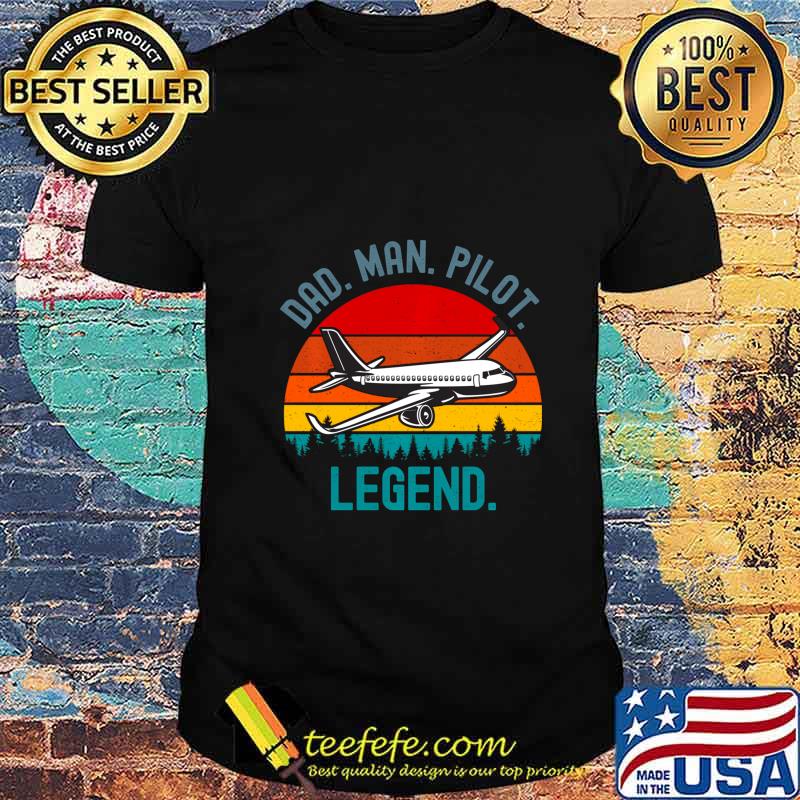Dad Man Pilot Legend Vintage Sunset Design Pullover shirt
