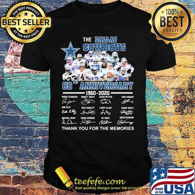 Dallas cowboys 60th anniversary 1960 2020 thank for the memories signatures shirt