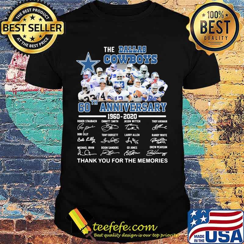 Dallas cowboys 60th anniversary 1960 2020 thank for the memories signatures shirt Dallas cowboys 60th anniversary 1960 2020 thank for the memories signatures shirt