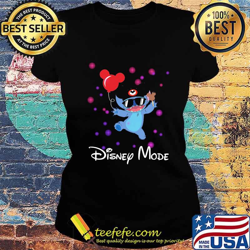 Disney mode stitch holding balloon mickey mouse s Ladies tee Disney mode stitch holding balloon mickey mouse s Ladies tee