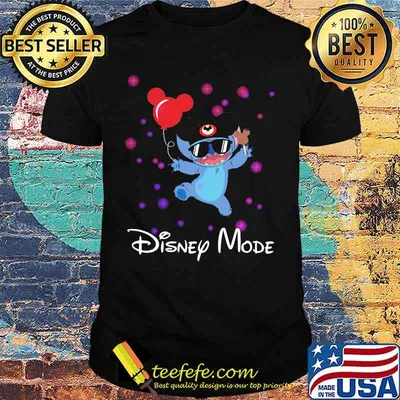 Disney mode stitch holding balloon mickey mouse shirt