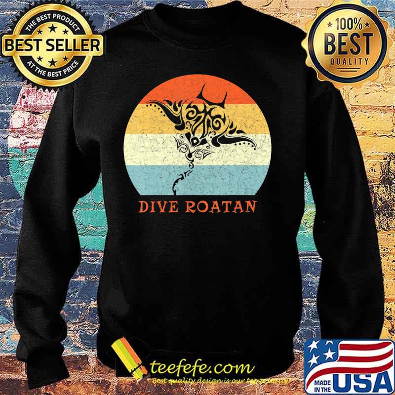 Dive Roatan Vintage Retro Tribal Stingray Vacation T-Shirt Sweater Dive Roatan Vintage Retro Tribal Stingray Vacation T-Shirt Sweater
