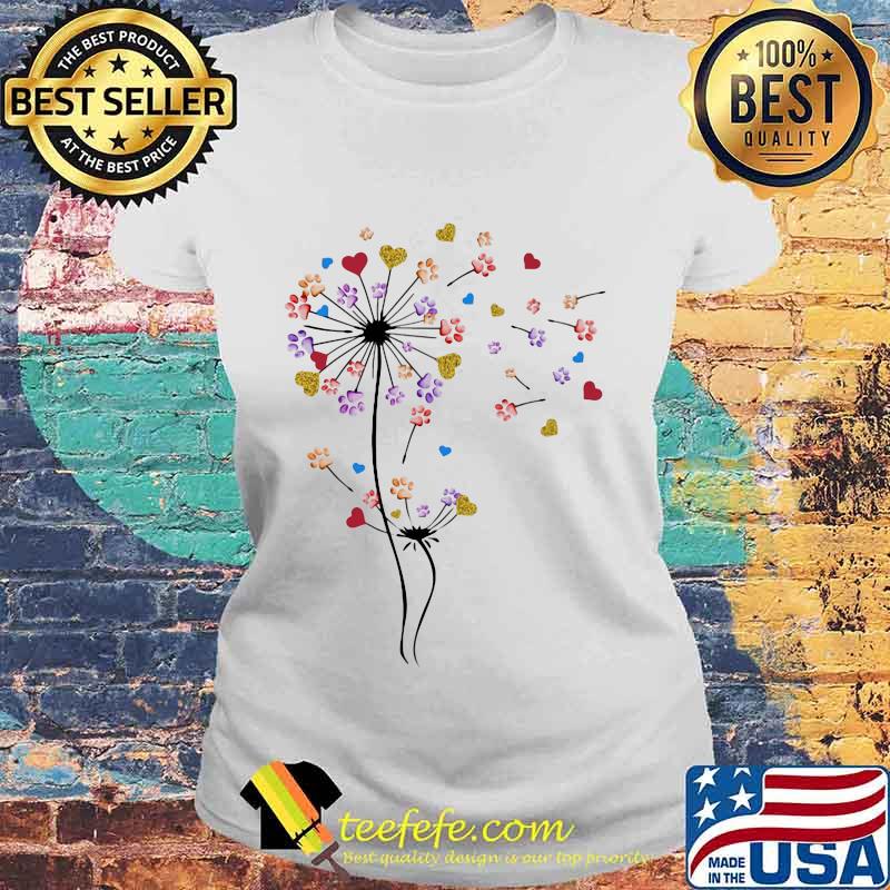 Dog Paw Heart Dandelion Flower Shirt Laides tee Dog Paw Heart Dandelion Flower Shirt Laides tee