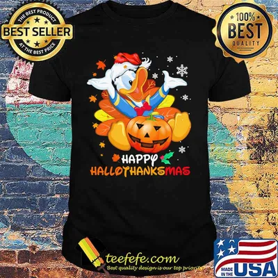 Donald duck happy hallothanksmas halloween thanksgiving christmas shirt