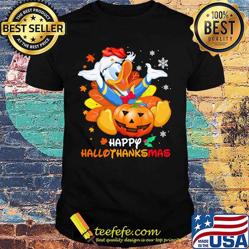 Donald duck happy hallothanksmas halloween thanksgiving christmas shirt