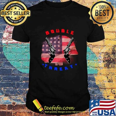 Double threat two guns American flag helmet T-Shirt