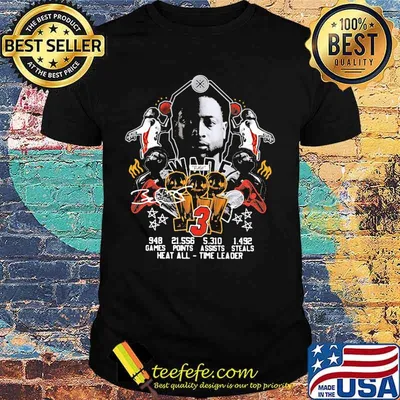 Dwyane wade 3 games points assists steals heat all time leader signature shirt