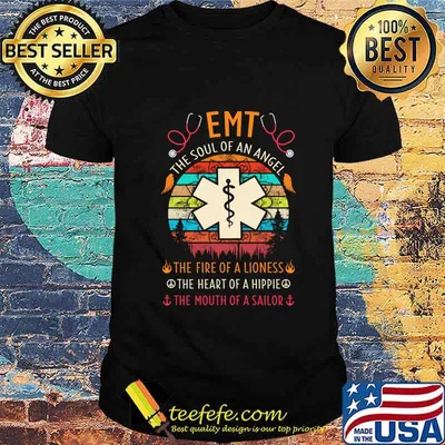 EMT stethoscope the soul of a mermaid the fire of a lioness the heart of a hippie the mount of a sailor vintage retro shirt