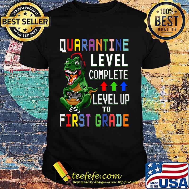 First Grade Quarantine Shirt Back To School T Rex Gamer Gift Premium T-Shirt