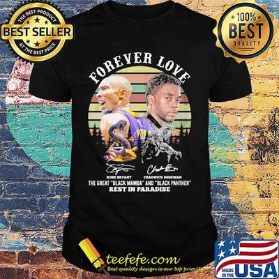 Forever love kobe bryant chadwick rip the great black mamba and black panther rest in paradise vintage retro signatures shirt