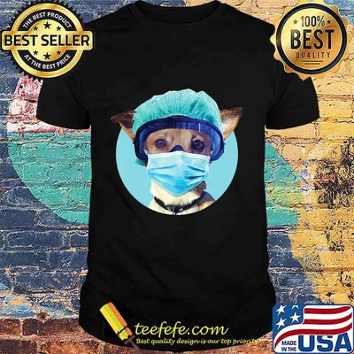 Funny Animal In Mask Blue Mask Cute Dog Cat Medical Nurse T-Shirt