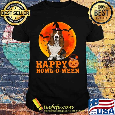 Funny Basset Hound Dog Halloween Happy Howl-o-ween T-Shirt