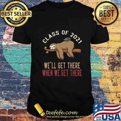 Funny Retro Senior Class Of 2021 Sloth Cap Graduation Gifts T-Shirt