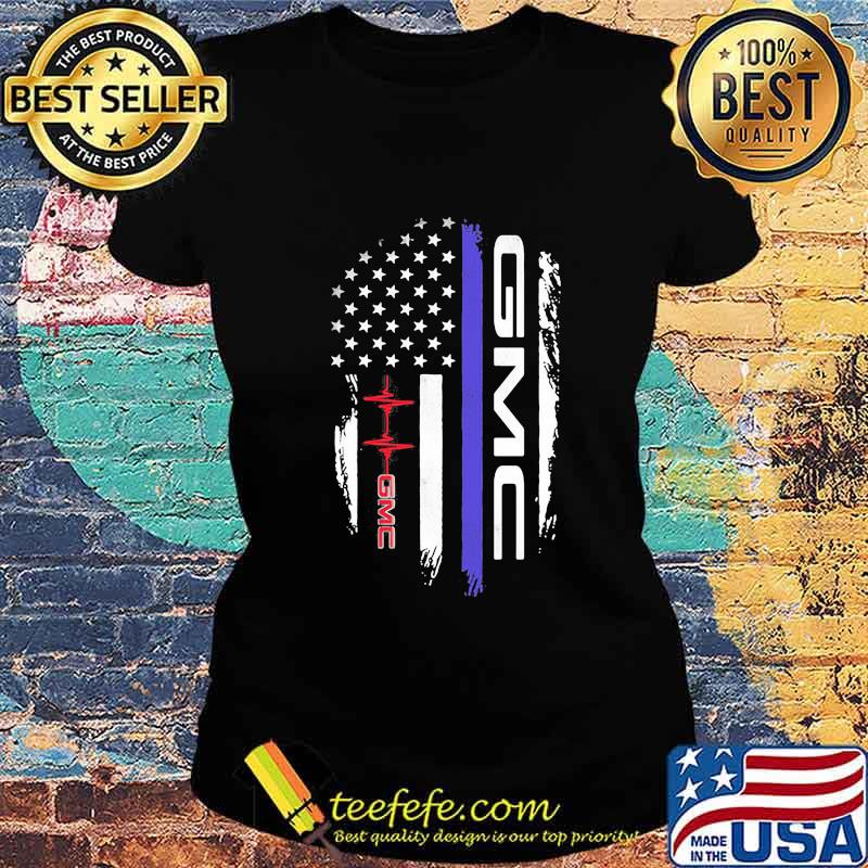 Gmc logo heartbeat american flag s Ladies tee Gmc logo heartbeat american flag s Ladies tee