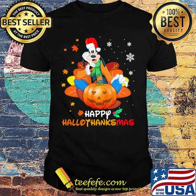Goofy happy hallothanksmas halloween thanksgiving christmas shirt