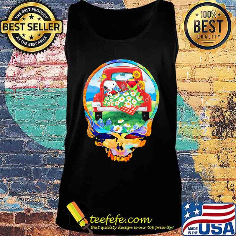 Grateful dead snoopy and bear playing guitar on car flowers s Tank top Grateful dead snoopy and bear playing guitar on car flowers s Tank top