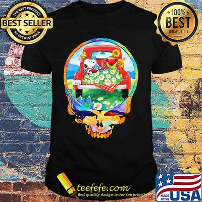Grateful dead snoopy and bear playing guitar on car flowers shirt