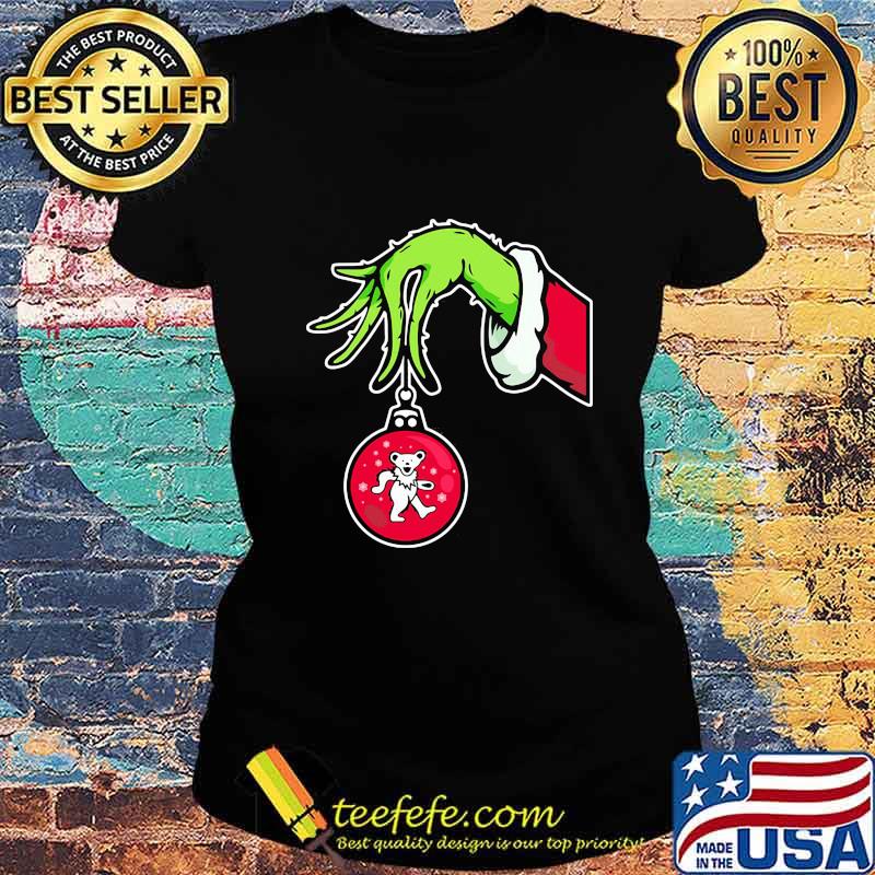 Grinch holding bear merry christmas s Ladies tee Grinch holding bear merry christmas s Ladies tee