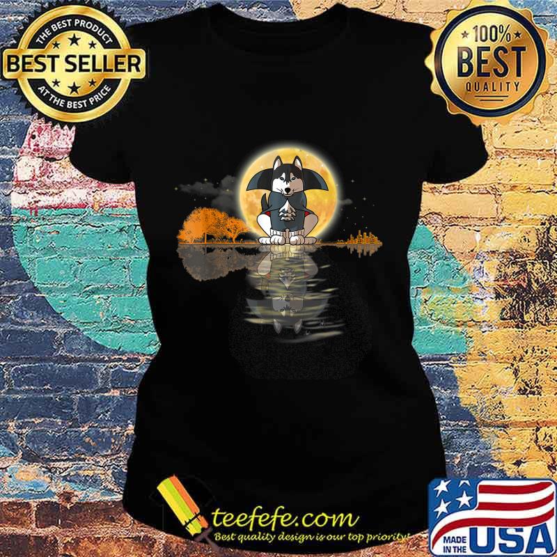 Guitar Lake Halloween Scary Husky with Moon T-Shirt Ladies tee Guitar Lake Halloween Scary Husky with Moon T-Shirt Ladies tee