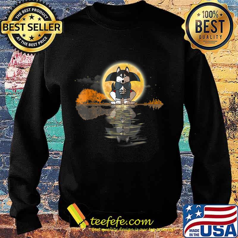 Guitar Lake Halloween Scary Husky with Moon T-Shirt Sweater Guitar Lake Halloween Scary Husky with Moon T-Shirt Sweater