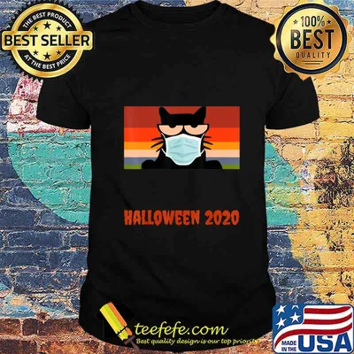 Halloween 2020, Funny Black Cat with Mask T-Shirt