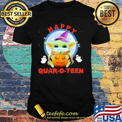 Halloween baby yoda witch quar-o-teen shirt