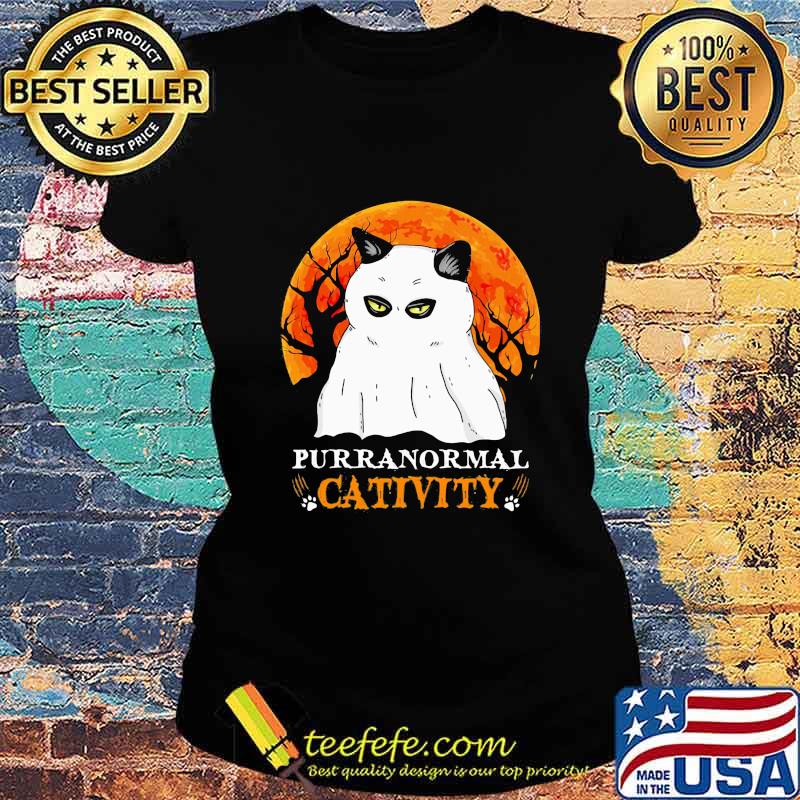 Halloween black cat boo purranormal cativity sunset s Ladies tee Halloween black cat boo purranormal cativity sunset s Ladies tee