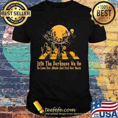 Halloween cat and skeleton into the darkness we go to lose our minds and fund our souls shirt