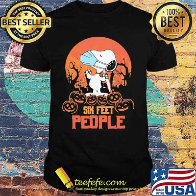 Halloween dog mask six feet people moon pumpkins shirt