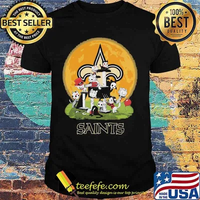 Halloween horror characters cats new orleans saints moon shirt