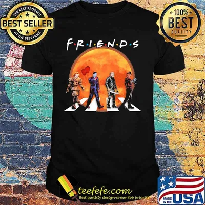Halloween horror characters crossing the line friends moon shirt