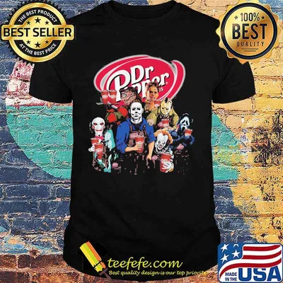 Halloween horror characters dr pepper logo shirt