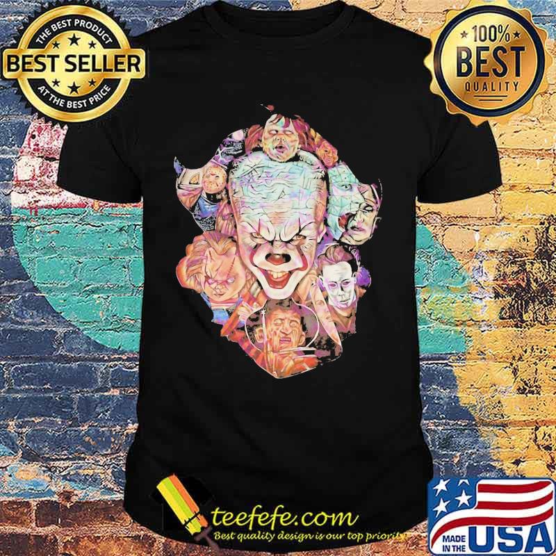 Halloween horror characters face art shirt