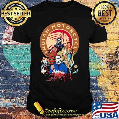Halloween horror characters indian motorcycle logo shirt