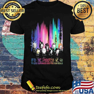Halloween horror characters into the darkness we go to lose our minds and find our souls mountain shirt