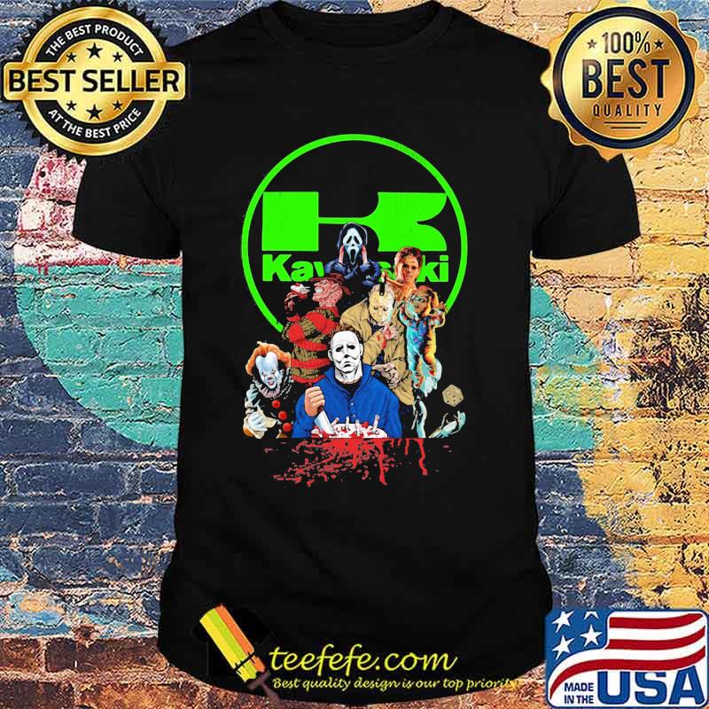Halloween horror characters kawasaki logo shirt