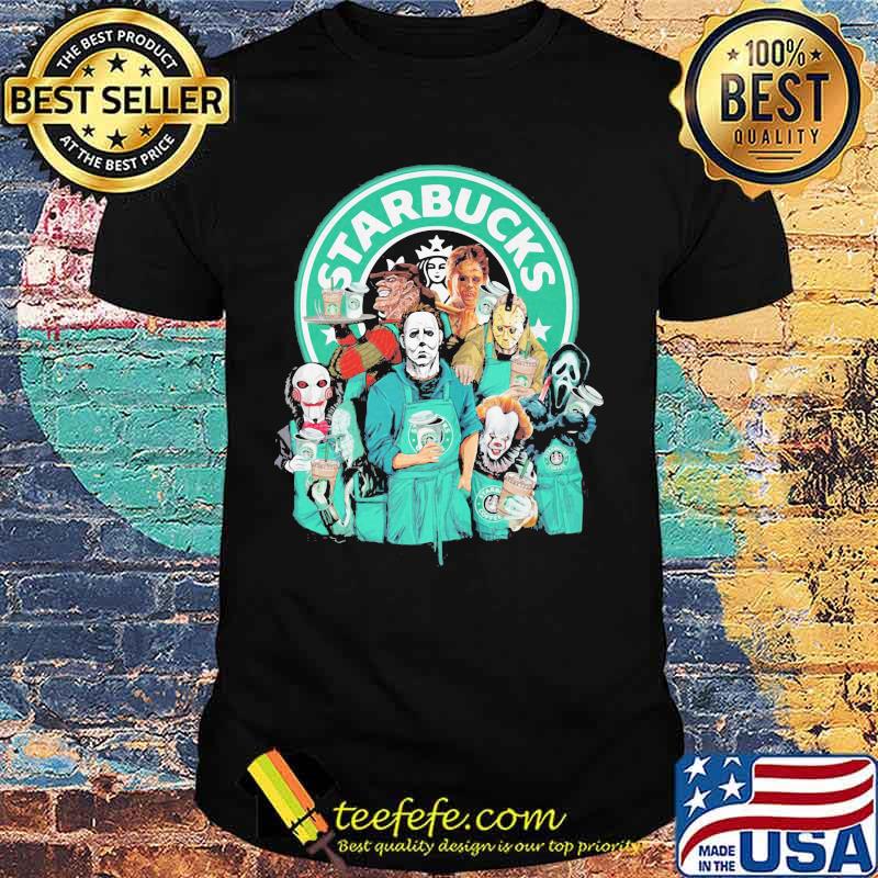 Halloween horror characters starbuck coffee logo shirt Halloween horror characters starbuck coffee logo shirt