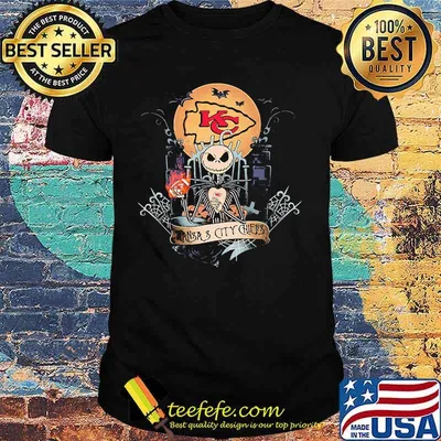 Halloween jack skellington kansas city chiefs moon shirt