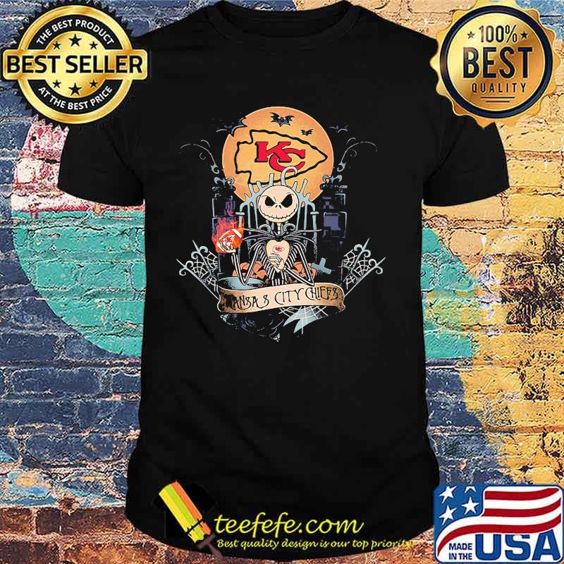 Halloween jack skellington kansas city chiefs moon shirt