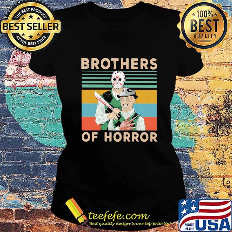 Halloween jason voorhees freddy krueger brothers of horror vintage retro s Ladies tee Halloween jason voorhees freddy krueger brothers of horror vintage retro s Ladies tee