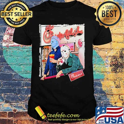 Halloween jason voorhees michael myers chick-fil-a shirt