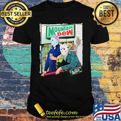 Halloween jason voorhees michael myers mountain dew shirt