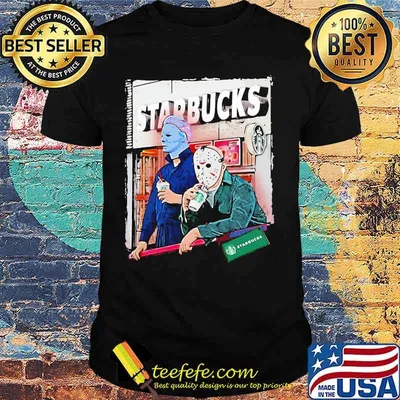 Halloween jason voorhees michael myers starbucks shirt