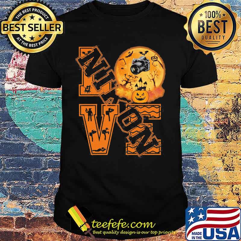 Halloween love nikon camera moon shirt