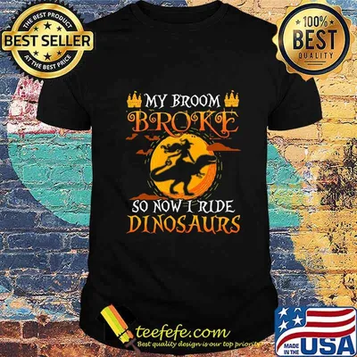Halloween my broom broke so now i ride dinosaurs shirt