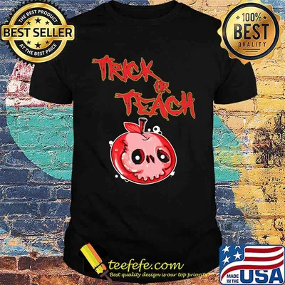 Halloween skull apple trick or teach shirt
