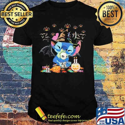 Halloween stitch witch hug pumpkins shirt