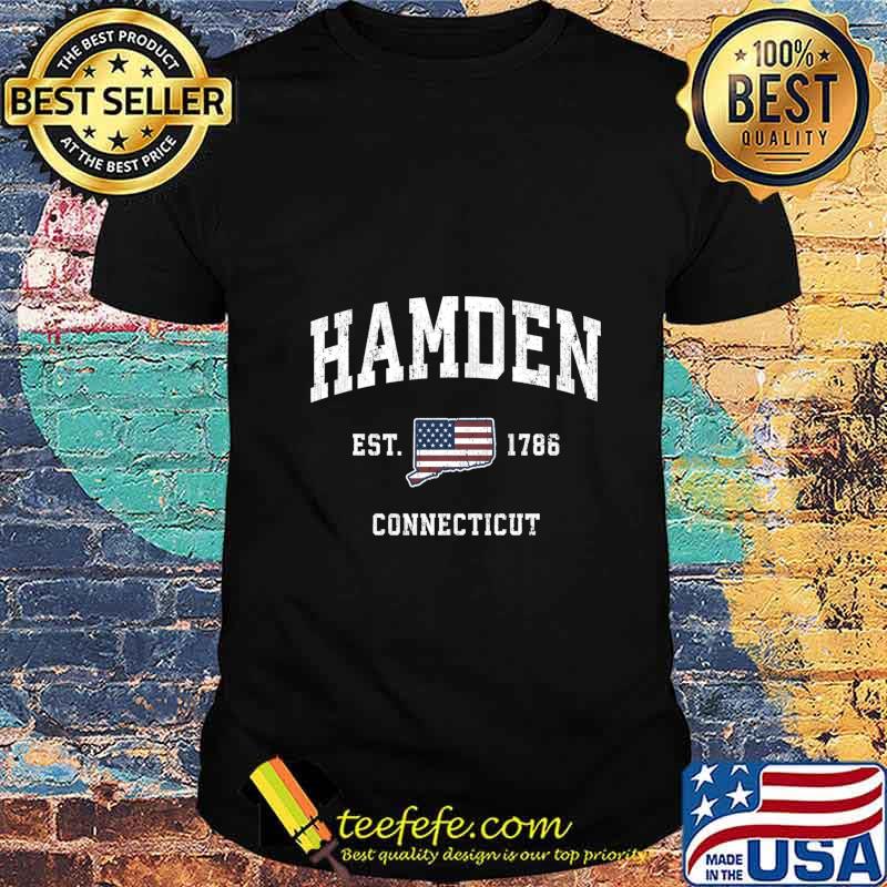 Hamden Connecticut CT Vintage American Flag Sports Design Pullover shirt