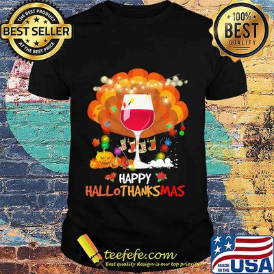 Happy Hallothanksmas Wine Halloween Shirt