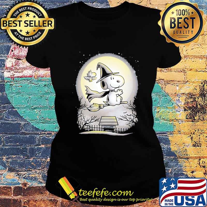 Happy halloween dog and woodstock witch moon s Ladies tee Happy halloween dog and woodstock witch moon s Ladies tee